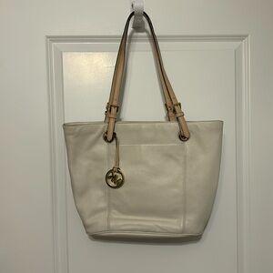 Michael Kors Cream Leather Medium Jet Set Tote